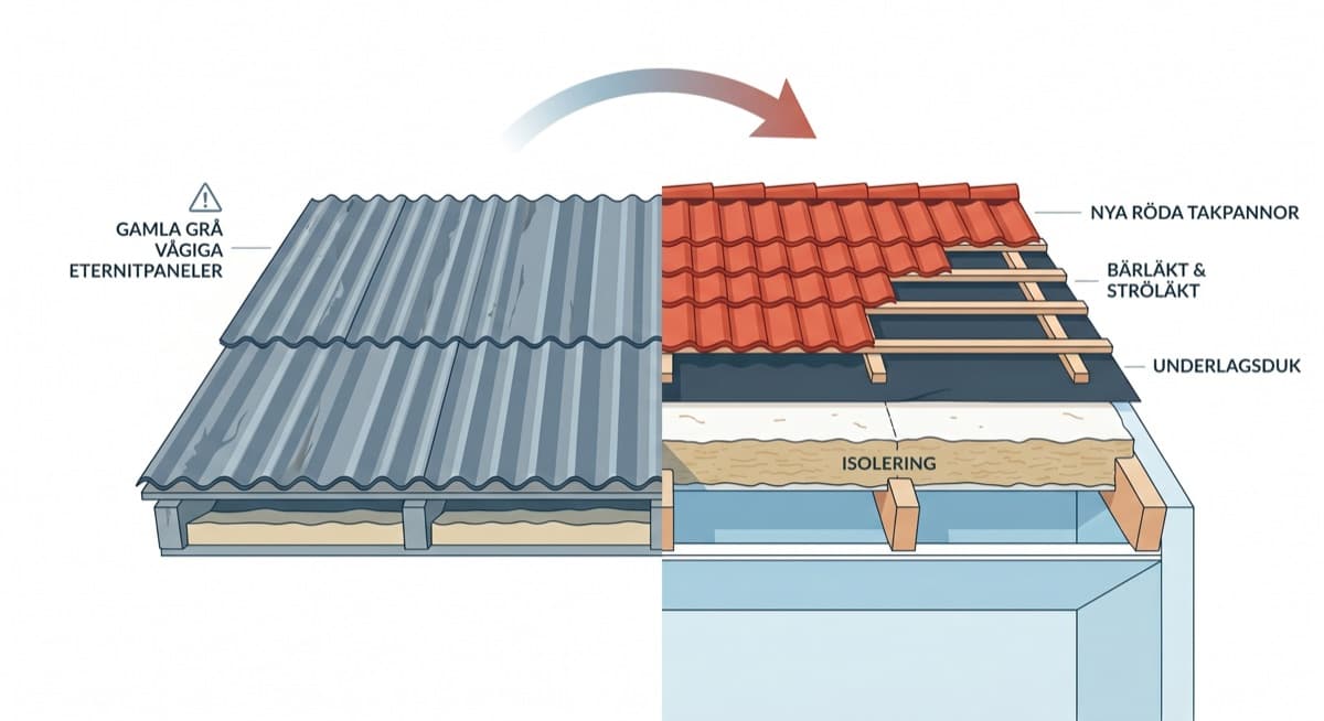 Allt du behöver veta om eternittak och asbest